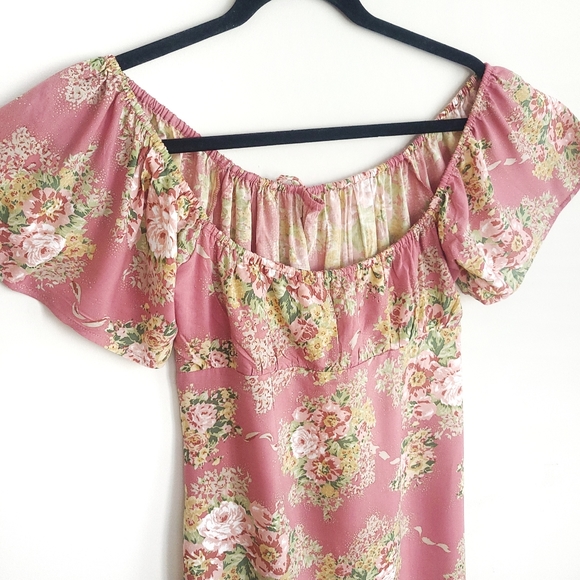 Auguste Bonnie Cottagecore Beachside Milkmaid Floral Prarie Mini Dress - Picture 11 of 16